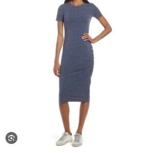 Treasure & Bond short sleeve midi length dress with side ruche